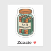 Bücher als Antidepressiva-Glas  Aufkleber (Blatt)