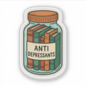 Bücher als Antidepressiva-Glas  Aufkleber (Vorderseite)