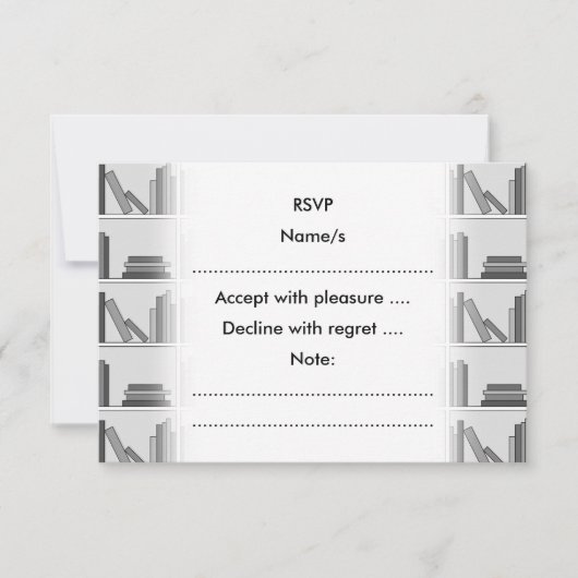 Bücher auf dem Schelf. Monochrome. RSVP Karte (Vorderseite)
