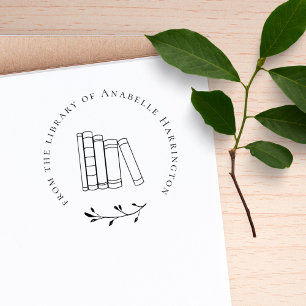 Bücher aus der Bibliothek eleganter Botanicals Gummistempel