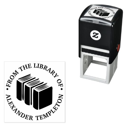 Bücher "Aus der Bibliothek" Name Monogram Permastempel (Beispiel)