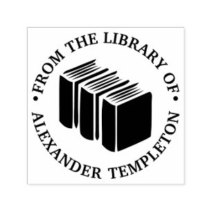 Bücher „Aus der Bibliothek von“ Name Monogramm Permastempel