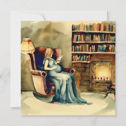 Bücher & Baby: Klassische Literatur, eine Babydusc Einladung (Vorderseite)