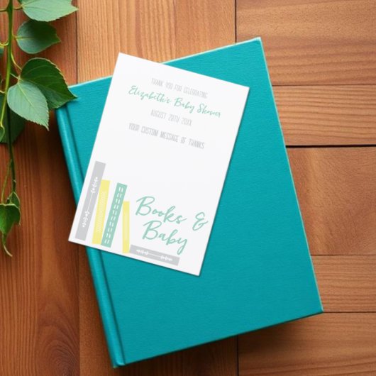 Bücher Baby Shower Dankeskarte