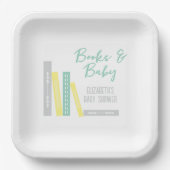 Bücher Baby Shower Pappteller (Vorderseite)