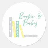 Bücher Baby Shower Runder Aufkleber (Vorderseite)