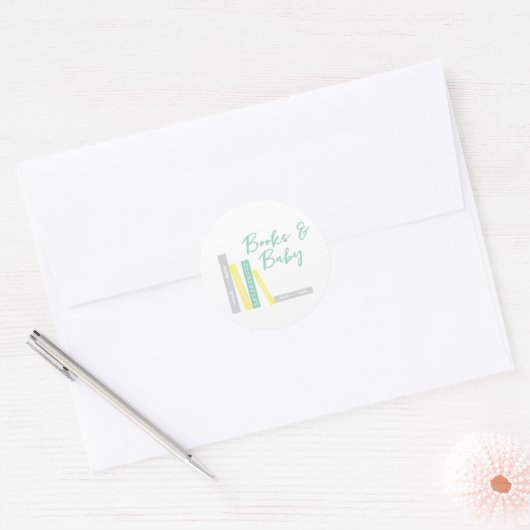 Bücher Baby Shower Runder Aufkleber (Umschlag)