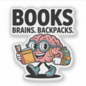 Bücher Backpacks Niedlich School Brain Aufkleber (Vorderseite)