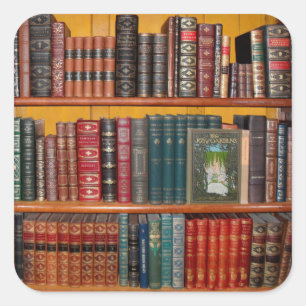Bücher Bibliothek Bücherregal Buchladen Quadratischer Aufkleber