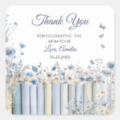 Bücher Blue Floral Baby Dusche Vielen Dank Sticker (Vorderseite)