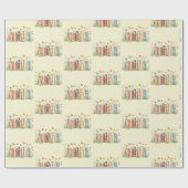 Bücher, Blume, Schmetterling Geschenkpapier (Flach)