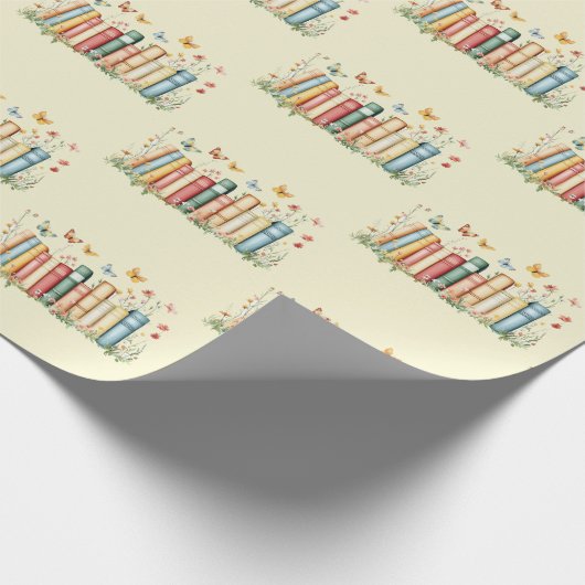 Bücher, Blume, Schmetterling Geschenkpapier (Ecke)