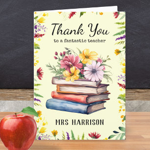 Bücher Blumen Hübsche Personalisierte Lehrerin Dankeskarte