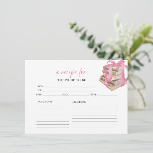 Bücher Blumenmuster Brautparty Empfehlungskarten Einladung (Stehend Vorderseite)