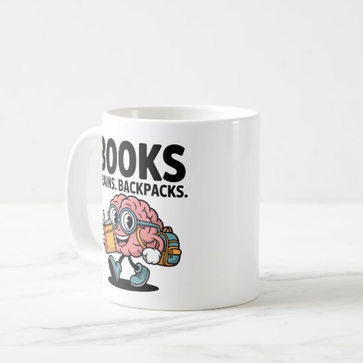 Bücher Brains Rucksäcke Kawaii Brain Reading Schoo Kaffeetasse (Vorderseite Links)