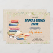Bücher Brunch Dusche Party Einladung (Vorne/Hinten)