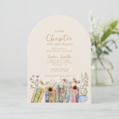 Bücher & Brunch Eine neue Kapitel-Wildblume Einladung (Stehend Vorderseite)