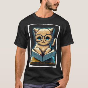 Bücher Buch Katze Brille Fable Educator Leser T-Shirt