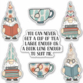 Bücher, Bücher und Tee Aufkleber (Vorderseite)