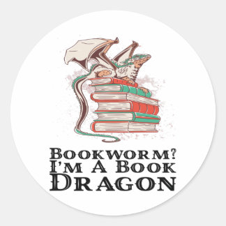 Bücher - Bücherwurm? Ich bin Buchdrache Runder Aufkleber