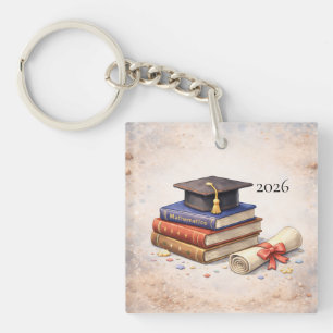 Bücher Cap Diplom Klasse 2026 Quadrat Acryl Schlüsselanhänger