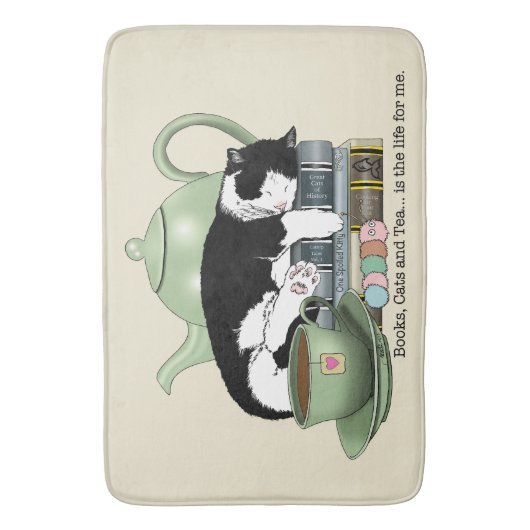 Bücher Cat Tee Niedlich Badematte (Vorderseite Vertikal)