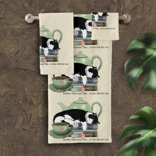 Bücher Cat Tee Niedlich Badhandtuch Set