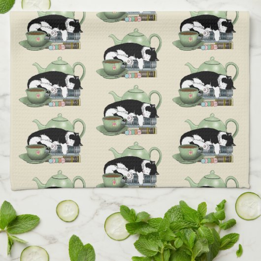 Bücher Cat Tee Niedlich Geschirrtuch (Gefaltet)