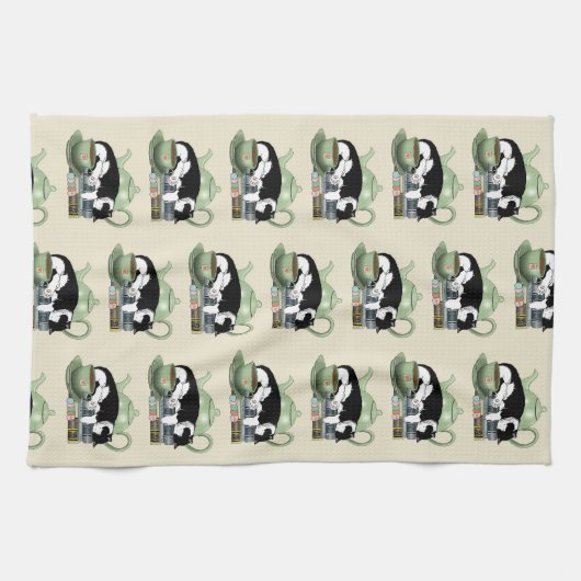 Bücher Cat Tee Niedlich Geschirrtuch (Horizontal)