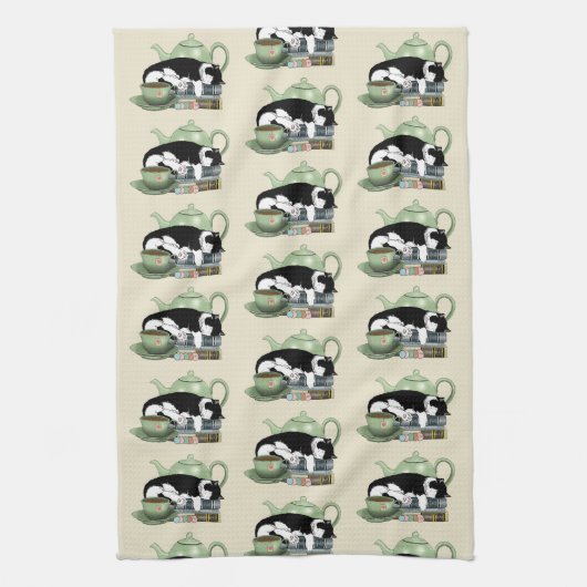 Bücher Cat Tee Niedlich Geschirrtuch (Vertikal)
