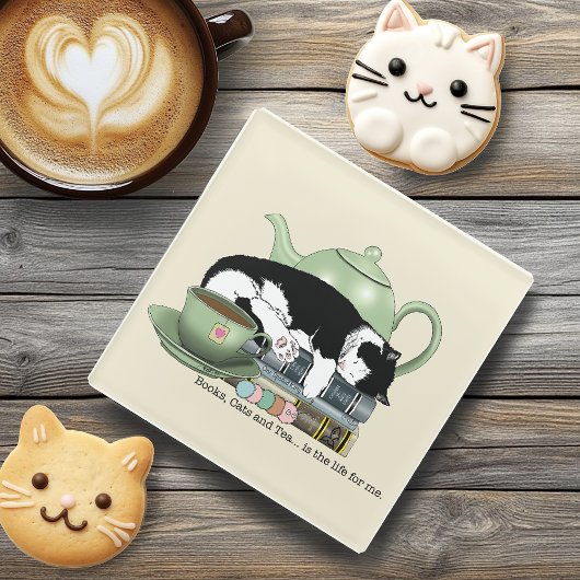 Bücher Cat Tee Niedlich Glasuntersetzer