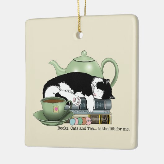 Bücher Cat Tee Niedlich Keramikornament (Links)