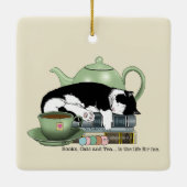 Bücher Cat Tee Niedlich Keramikornament (Rückseite)