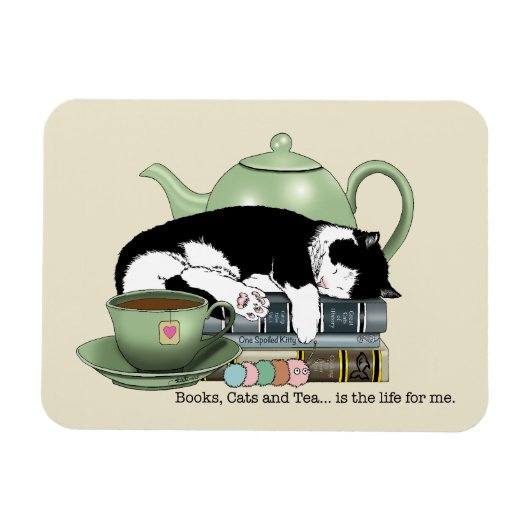 Bücher Cat Tee Niedlich Magnet (Horizontal)