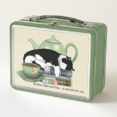 Bücher Cat Tee Niedlich Metall Brotdose (Vorderseite)