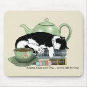 Bücher Cat Tee Niedlich Mousepad (Vorne)