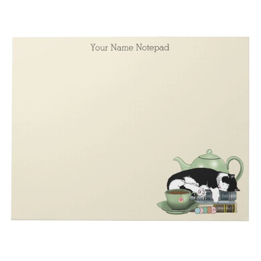 Bücher Cat Tee Niedlich Notizblock (Vorderseite)