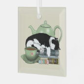 Bücher Cat Tee niedlich Ornament Aus Glas (Vorderseite links)