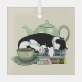 Bücher Cat Tee niedlich Ornament Aus Glas (Vorderseite)