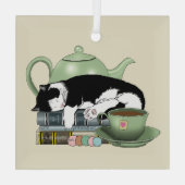 Bücher Cat Tee niedlich Ornament Aus Glas (Rückseite)