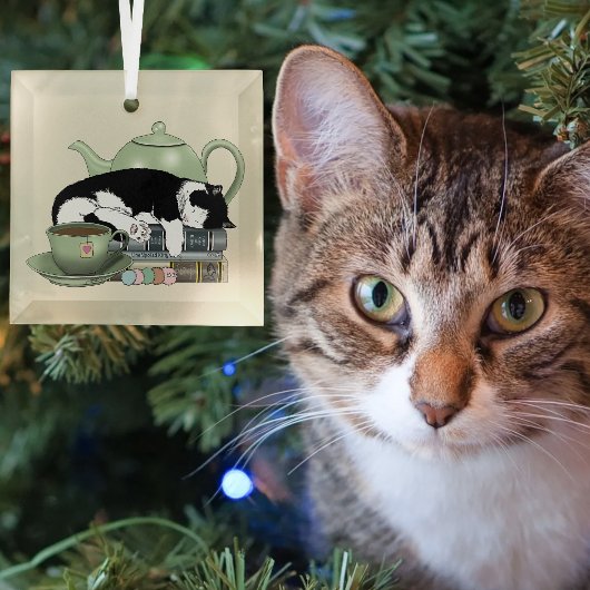 Bücher Cat Tee niedlich Ornament Aus Glas
