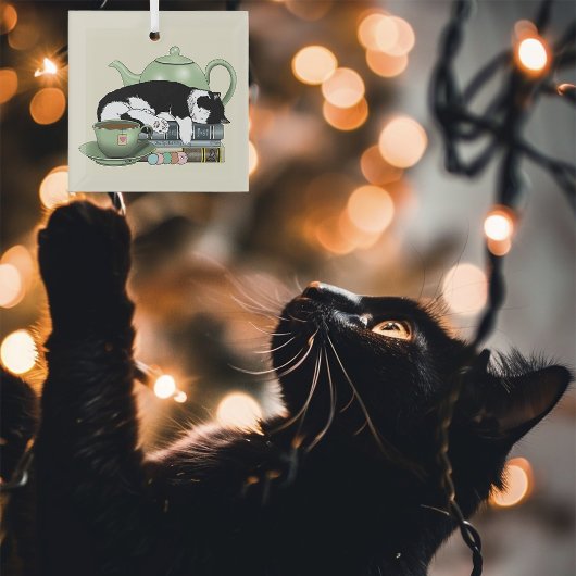 Bücher Cat Tee niedlich Ornament Aus Glas