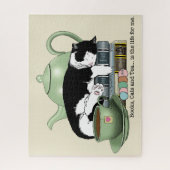 Bücher Cat Tee Niedlich Puzzle (Vertikal)