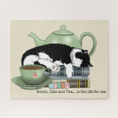 Bücher Cat Tee Niedlich Puzzle (Horizontal)