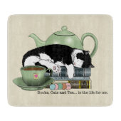 Bücher Cat Tee Niedlich Schneidebrett (Vorderseite)