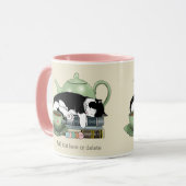 Bücher Cat Tee Niedlich Tasse (Vorderseite Links)