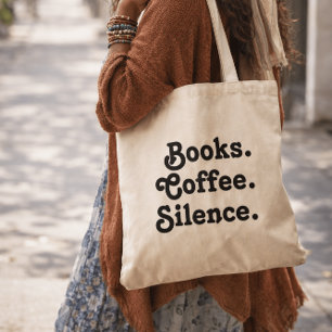 Bücher. Coffee. Schweigen.   Einfaches Design Tragetasche
