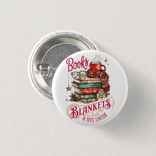 Bücher, Decken und heiße Schokolade Button (Vorne & Hinten)