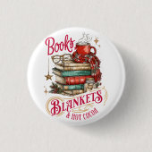 Bücher, Decken und heiße Schokolade Button (Vorderseite)