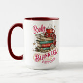 Bücher, Decken und heiße Schokolade  Tasse (Links)